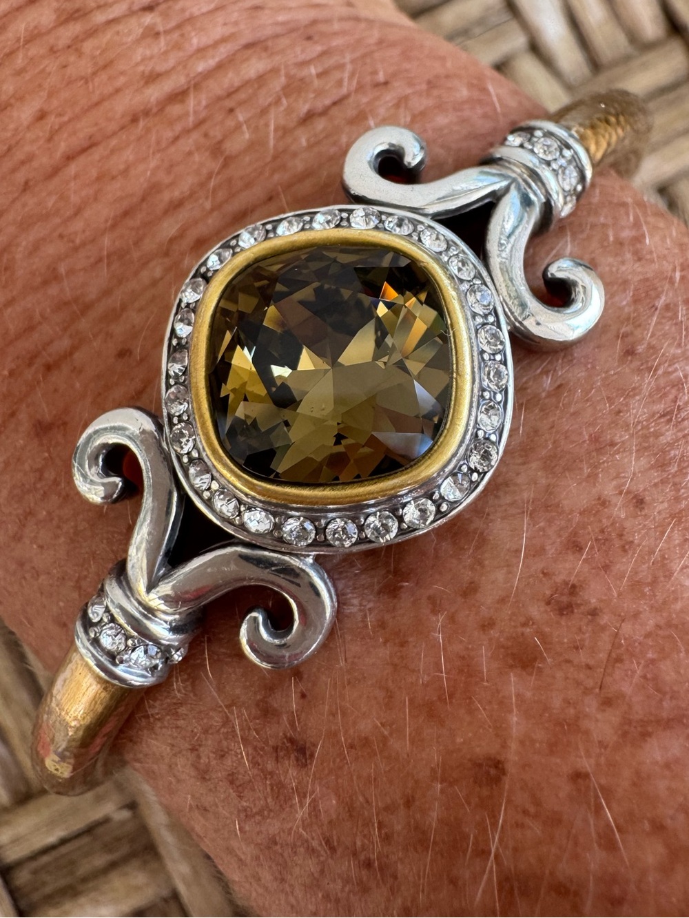 Brighton 'Lions Eye' Bracelet in Silver, Gold, & Amber Crystal